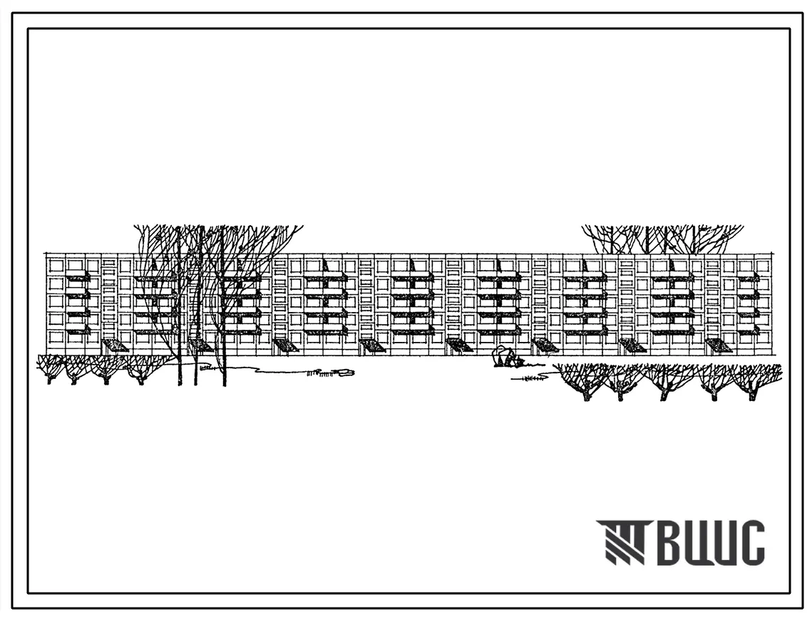 Типовой проект 1-464А-74 Пятиэтажный крупнопанельный жилой дом на 119(118) квартир.Вариант со встроенно-пристроенными предприятиями обслуживания. Блок I.III