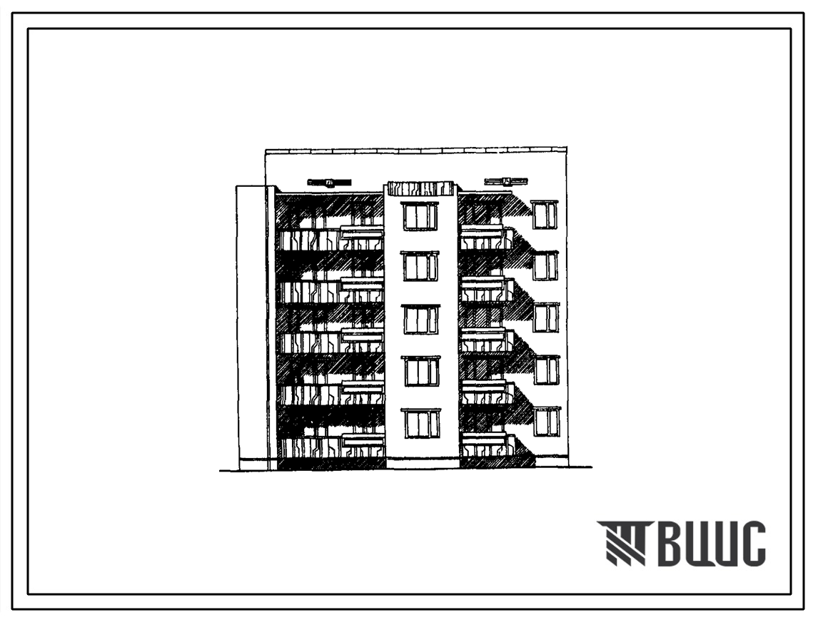 Типовой проект 144-09с Блок-секция пятиэтажная 15-квартирная торцевая левая (однокомнатных  1Б — 5, двухкомнатных 2Б — 5, трехкомнатных 3Б — 5).