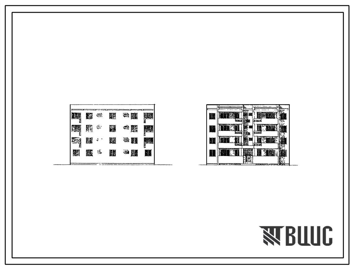 Типовой проект 77-026СП Блок-секция четырехэтажного дома двойная на 8 квартир (четырехкомнатных 4А-3, 4Б-1, пятикомнатных 5А-3, 3Б-1). Для районов с сейсмичностью 9 и 8 баллов, 4А и 4Г климатических подрайонах на грунтах 2 типа просадочности.