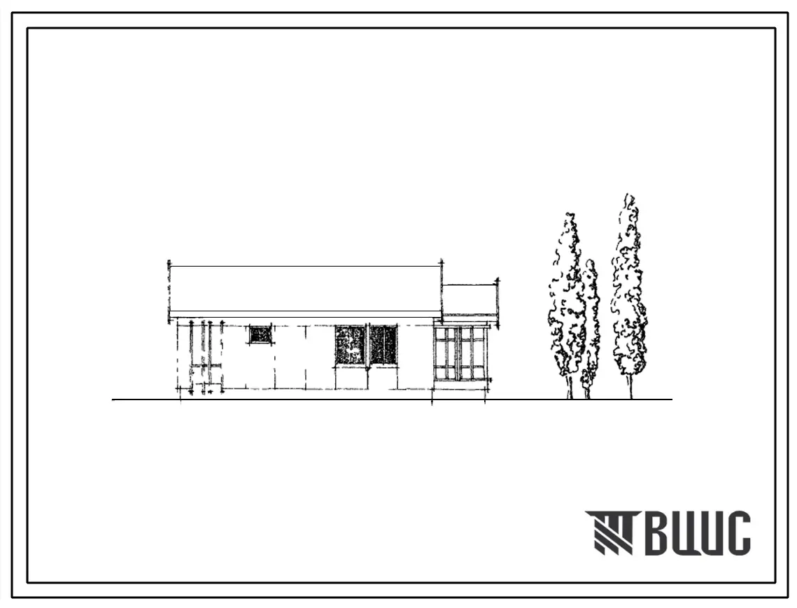 Типовой проект 183-115-51 Одноэтажный одноквартирный двухкомнатный жилой дом 2Б. Для строительства в 1В климатическом подрайоне.