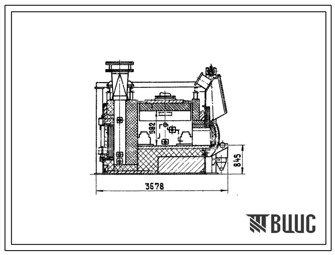 Типовой проект 406-9-283.84 Печь нагревательная камерная размерами пода 2,09 х 1,62 м на газе среднего давления с отводом дыма вверх
