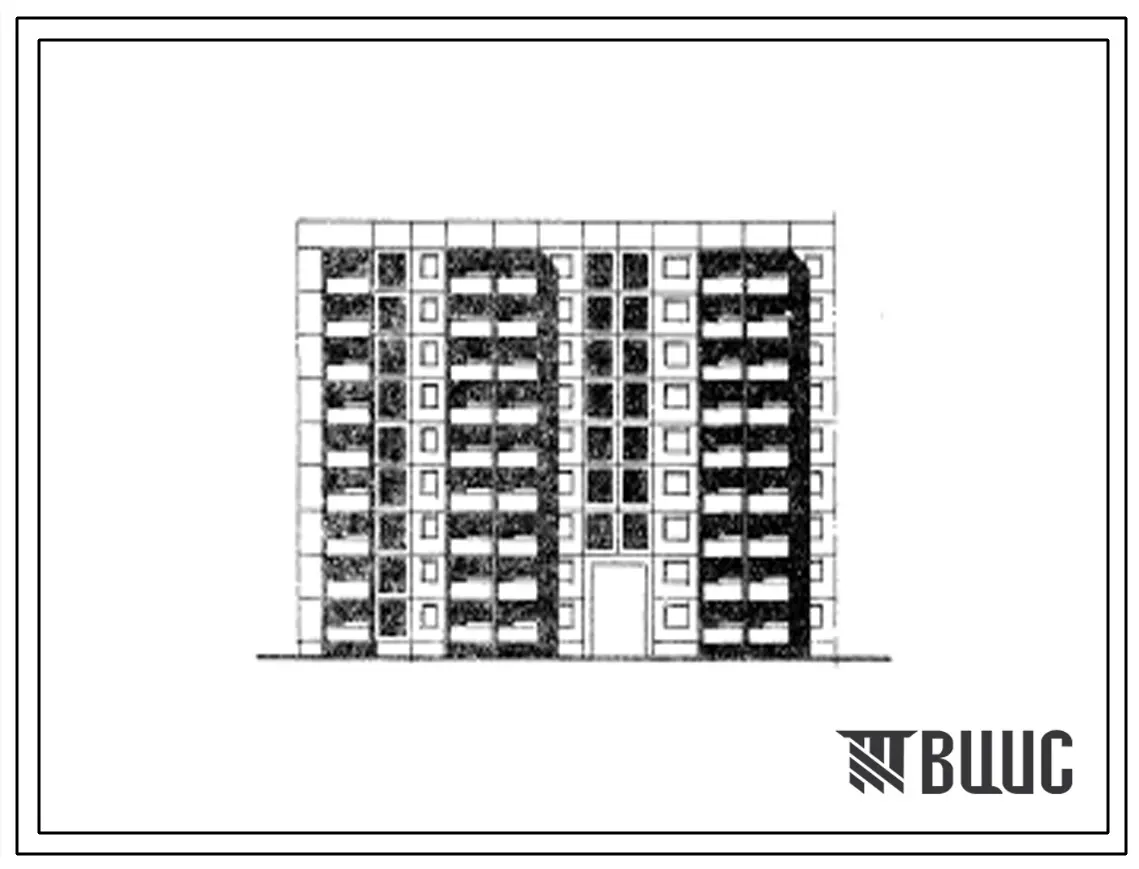 Типовой проект 105-030с Девятиэтажная блок-секция угловая левая с проездом на 72 квартиры (двухкомнатных 2Б-31, трехкомнатных 3Б-9, четырехкомнатных 4Б-32). Для строительства в районах сейсмичностью 8 баллов