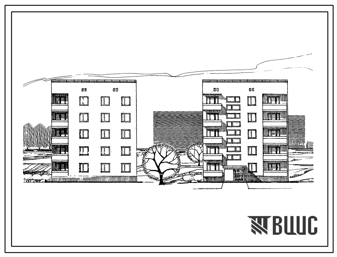 Типовой проект 87-096 Унифицированная блок-секция пятиэтажного дома рядовая левая на 10 квартир (двухкомнатных 2Б-5, трехкомнатных 3Б-5). Для строительства на неравномерно сжимаемых грунтах, на просадочных грунтах, над горными выработками, во 2Б, 3Б и 3В 