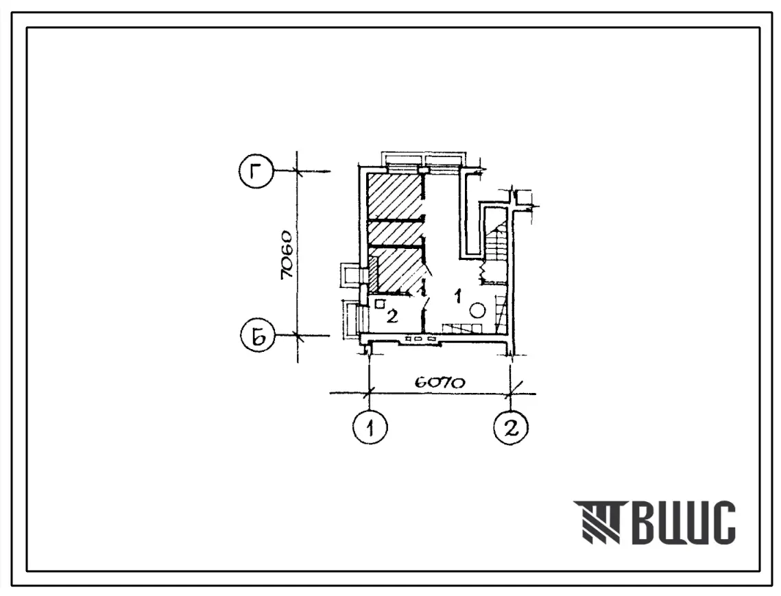 Типовой проект П-4-10(144-000-471.13.86) Хозяйственно-бытовые помещения в подвале одноквартирного 4-комнатного жилого дома с мансардой для государственного строительства, (убежище на 10 человек, размеры убежища 7,06м на 6,07м, режимы вентиляции 1).