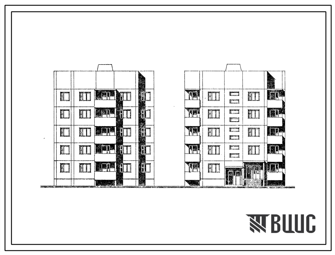 Типовой проект 122-084см.13.86 Блок-секция торцевая левая 5-этажная 15-квартирная 1Б-2Б-3Б (для строительства в г. Магадане)