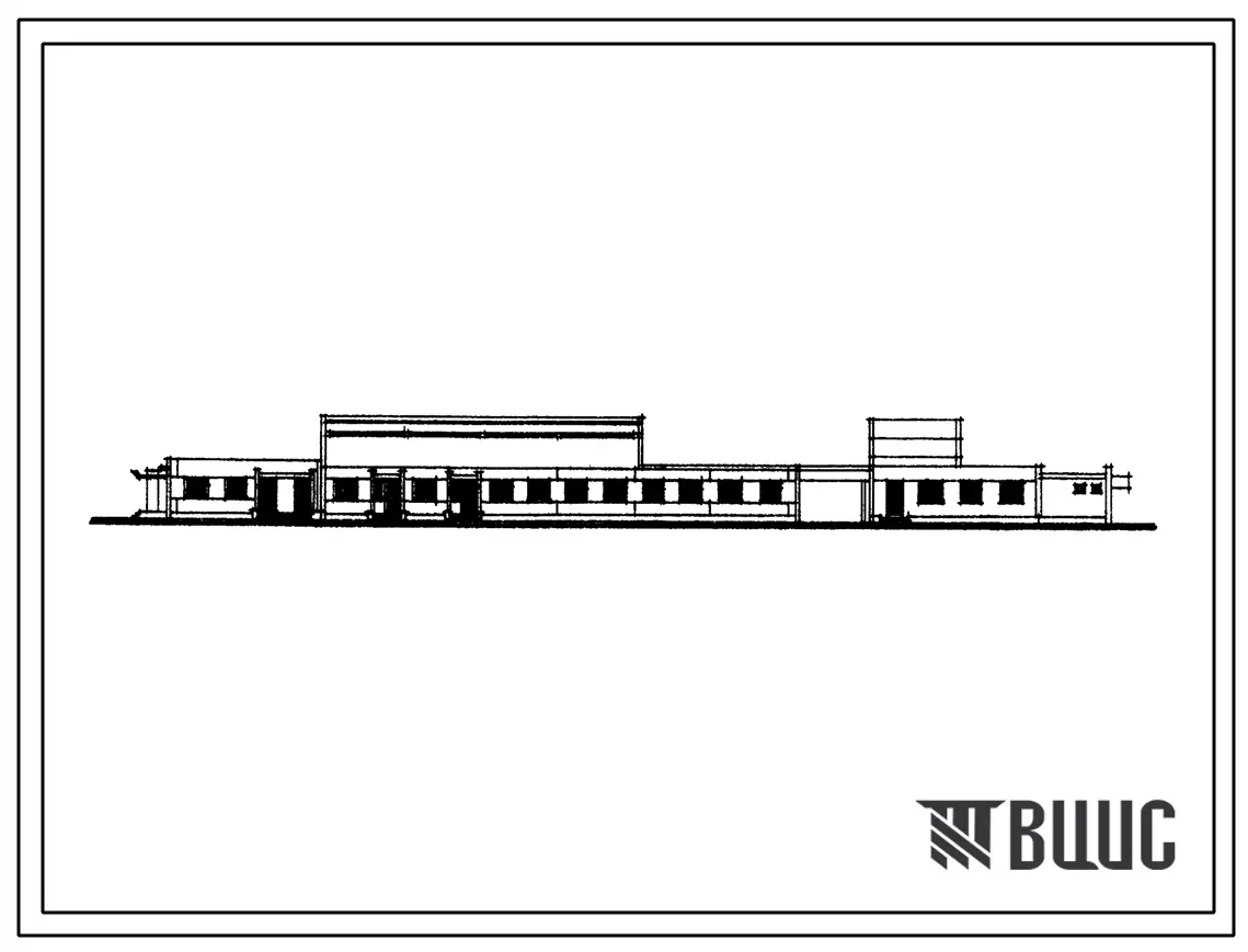 Типовой проект 252-9-67с Хозяйственный корпус детской больницы на 300 коек с поликлиникой на 240 посещений в смену. Сейсмичность 7, 8 баллов. Здание одноэтажное. Каркас сборный железобетонный серии ИИС-04. Стены из легкобетонных панелей.