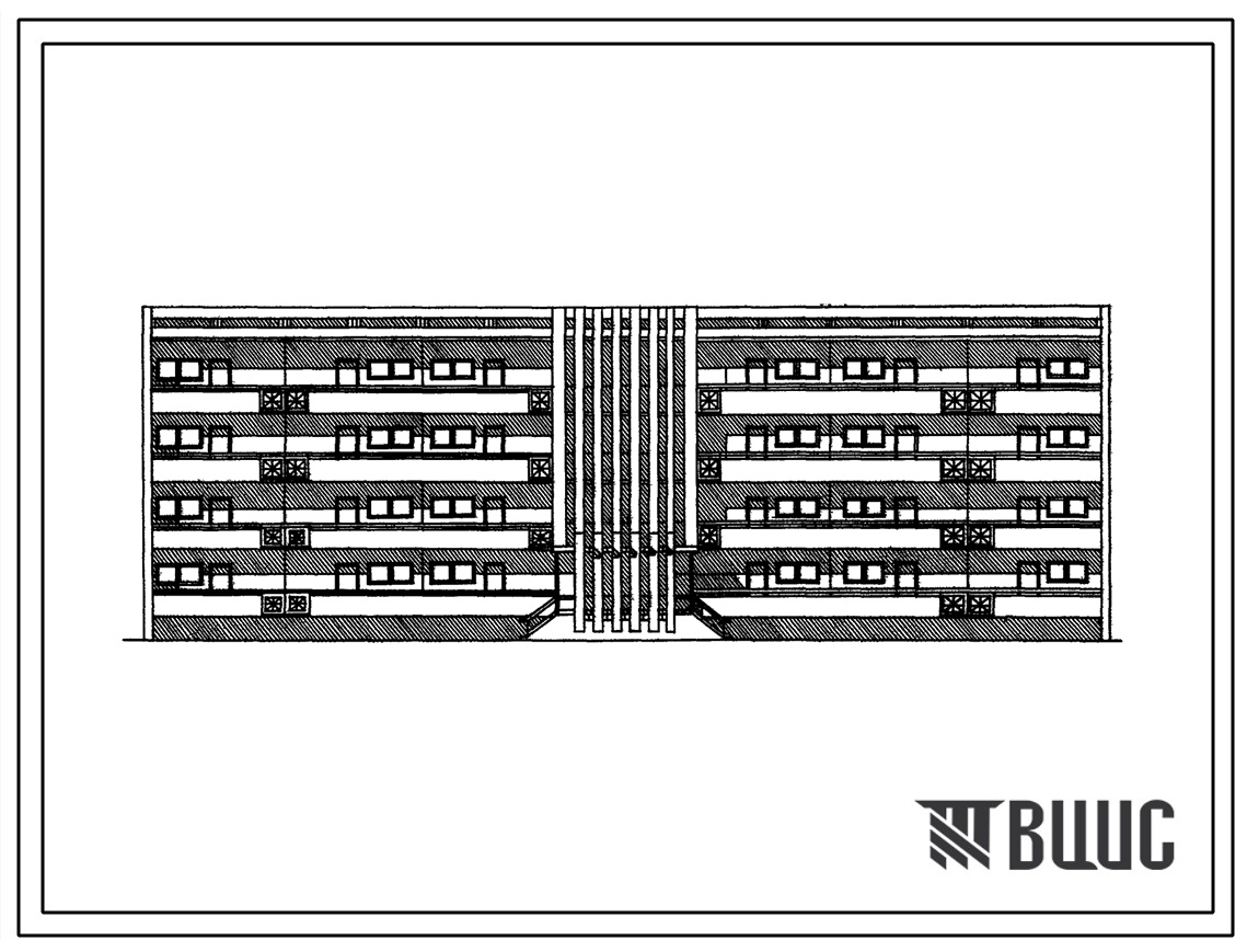Типовой проект 135-77-69сп/1 Четырехэтажный галерейный дом-блок на 24 квартиры типа 1Б-1Б-2Б-2Б1Б-1Б.