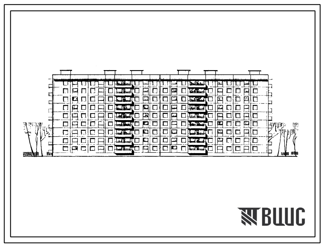 Типовой проект 111-157-1с/1 Девятиэтажный шестисекционный 108 квартирный жилой дом крупнопанельный (двухкомнатных 2Б — 60, трехкомнатных 3Б — 48). Для строительства в IVБ климатическом подрайоне Азербайджанской ССР сейсмичностью 7 баллов.