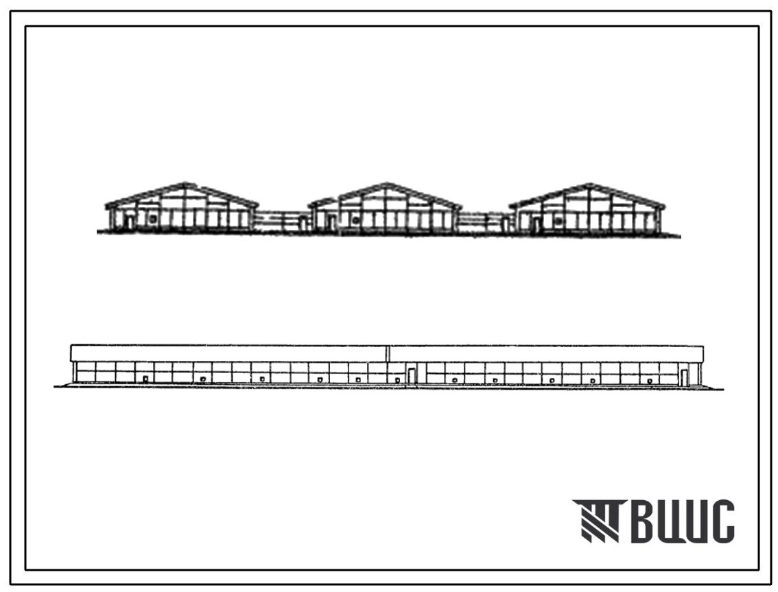 Типовой проект 805-3-64.85 Блок на 3-х птичников на 59250 голов утят с выращиванием на сетчатом полу. Стены-панели с деревянным каркасом и асбестоцементной обшивкой