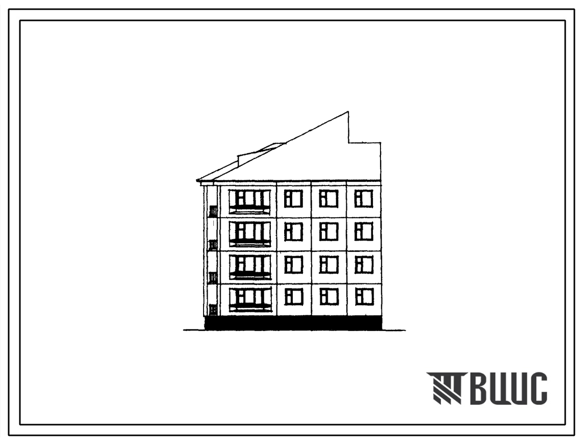 Типовой проект 97-0375с.13.89 Блок-секция 4-этажная 7-квартирная угловая левая 2-4 для строительства в г. Ленинакане Армянской ССР