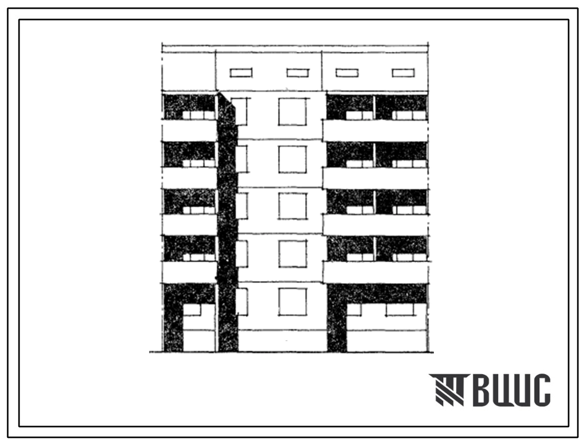 Типовой проект 104-053.85 Блок-секция рядовая с торцевыми окончаниями 5-этажная 15-квартирная 2Б-2А-2А. Для строительства во 2В климатическом подрайоне Латвийской ССР (г.Даугавпилс).