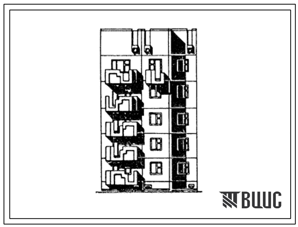 Типовой проект 97-0248.23.86 5-этажный 10-квартирный рядовой блок-комплект правый 5Рп2-1Б-3А (для г. Караганды)