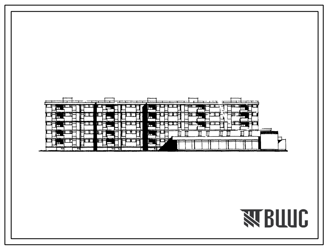 Типовой проект 113-126-59/1 Пятиэтажный пятисекционный жилой дом с магазином (однокомнатных 1А — 12, 1Б — 10, двухкомнатных 2А — 3, 2Б — 23, трехкомнатных 3А — 10, 3Б — 8).