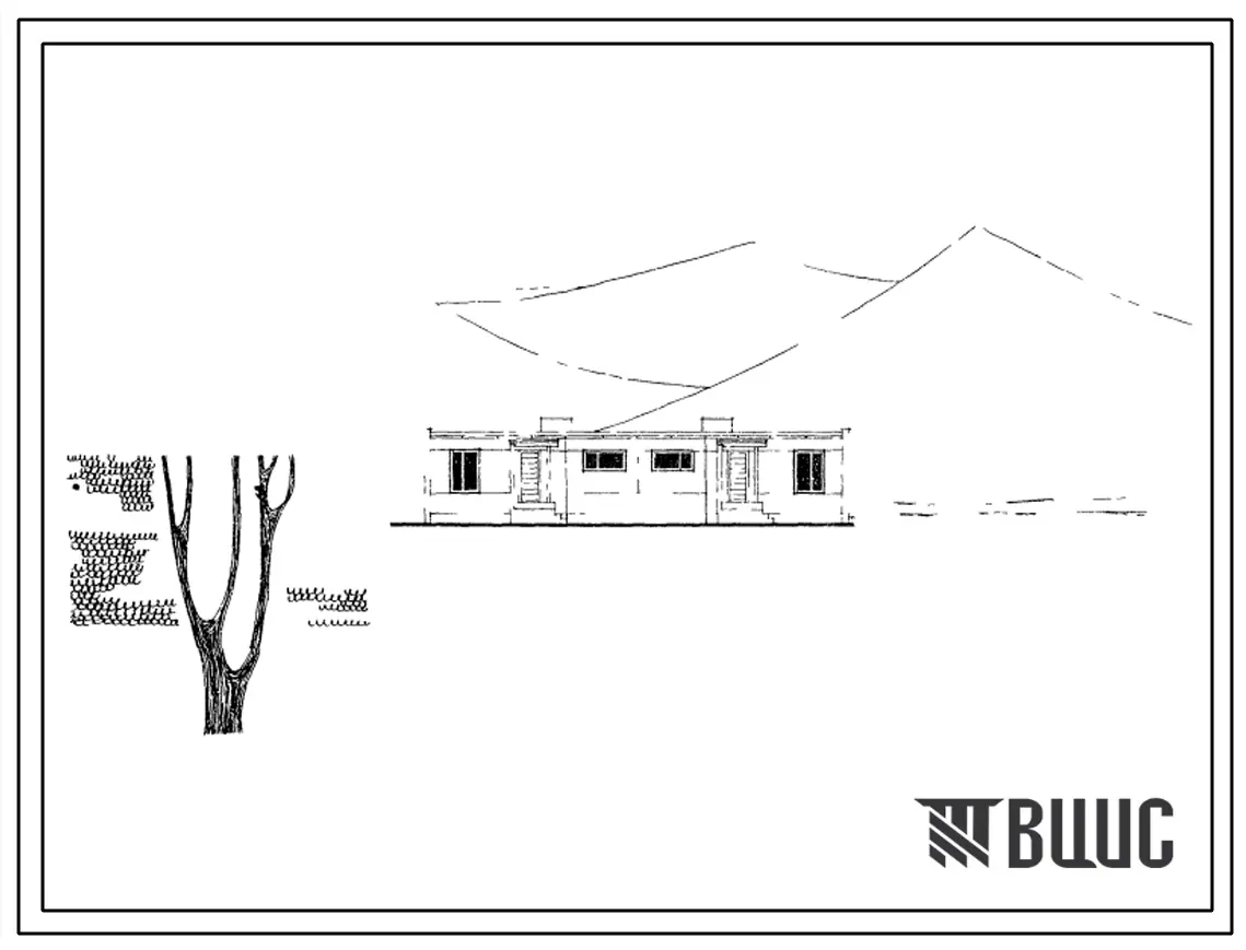 Типовой проект 181-53-46сп 1-этажный 2-квартирный блокированный жилой дом с 3-комнатными квартирами.