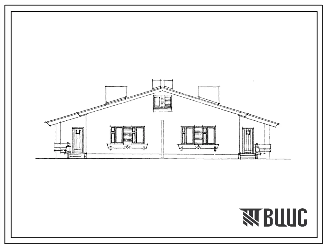 Типовой проект 184-12-199.85 1-этажный 2-квартирный жилой дом с 2-комнатными квартирами. Для строительства в 1В климатическом подрайоне, 2 климатическом районе.