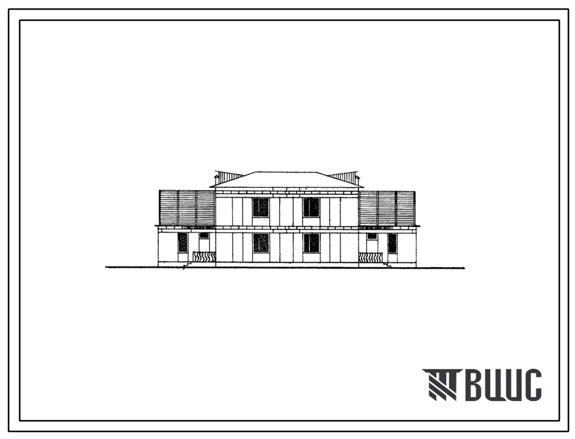 Типовой проект 183-52-114с 2-этажный 2-квартирный жилой дом с 3-комнатными квартирами (кухни выносные, стены из силикатобетонных блоков по серии ИИ-10с-1с ).