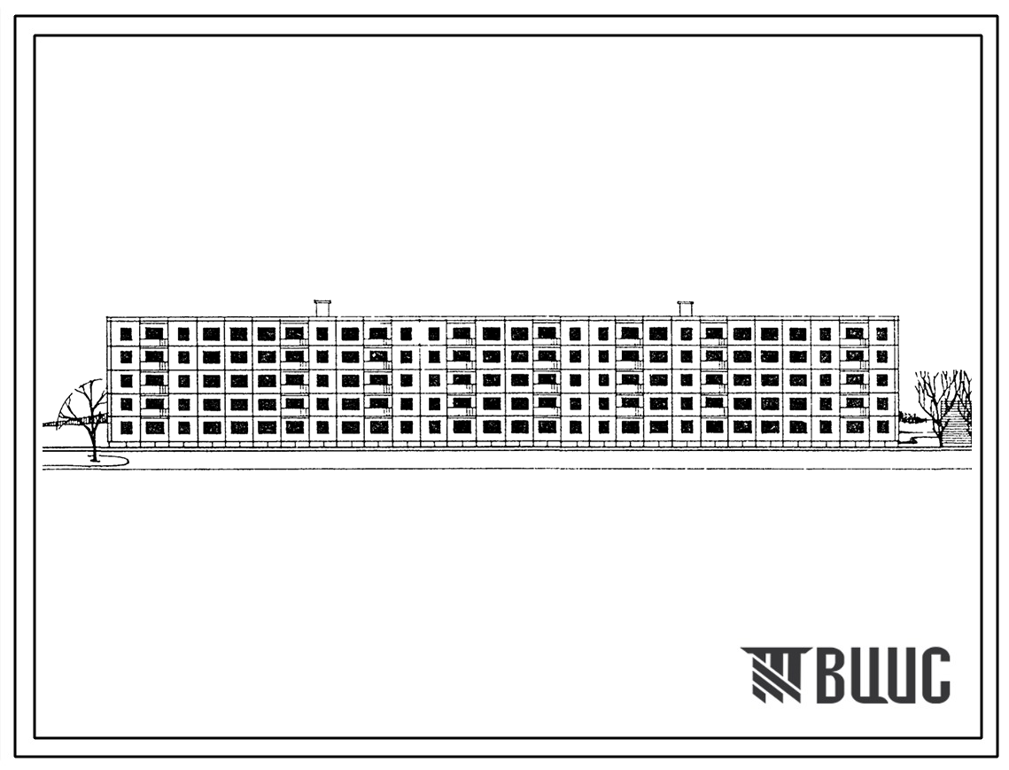 Типовой проект 1Кг-480-39 Шестисекционный пятиэтажный жилой дом на 90 квартир для кооперативного строительства со стенами из керамзитобетонных панелей.