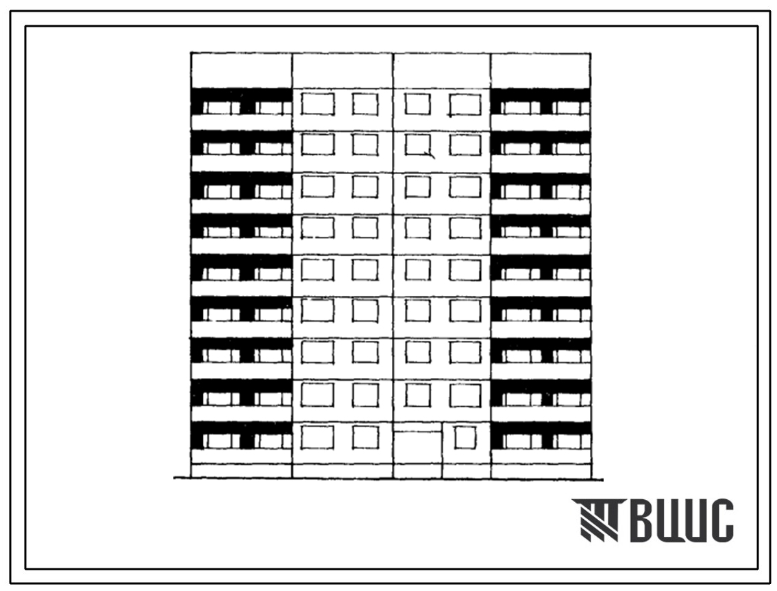 Типовой проект 1Лг-602-011/1 Девятиэтажная блок-секция торцевая правая на 36 квартир (однокомнатных 1А-1 двухкомнатных 2Б-17, трехкомнатных 3Б-18). Для строительства во 2Б климатических подрайонах Латвийской ССР