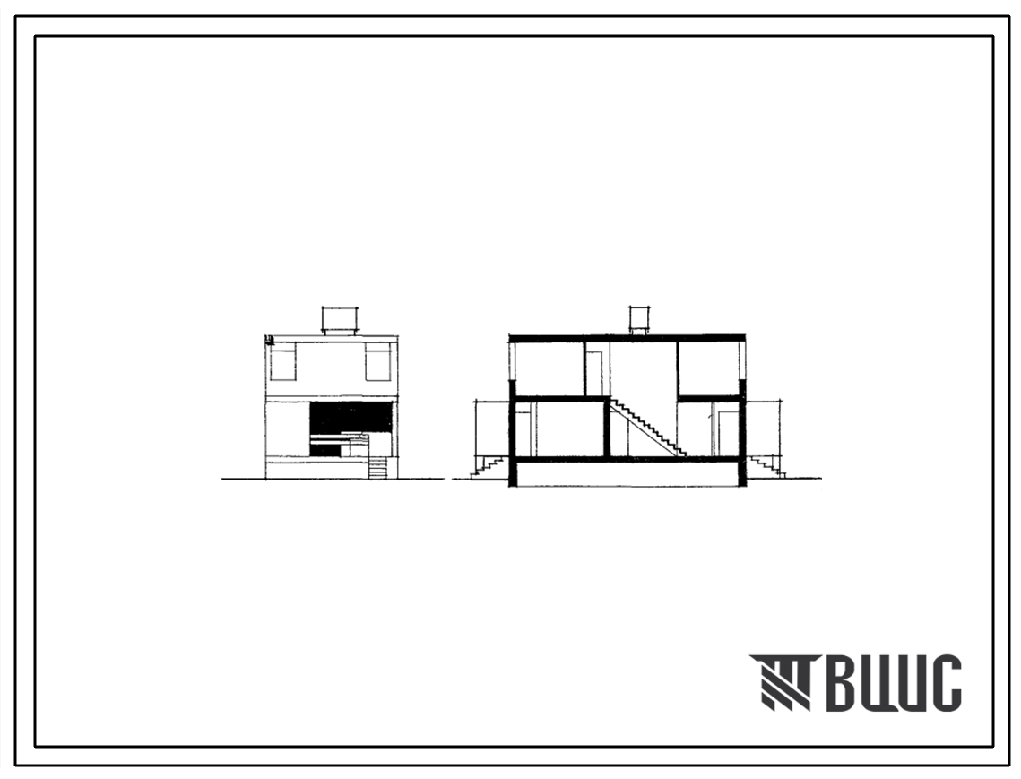 Типовой проект 143-126-1 Двухэтажный дом с пятикомнатной квартирой в двух уровнях с возможностью блокировки. Стены из мелких блоков ячеистого бетона. Для строительства во 2 и 3 строительно-климатических зонах.