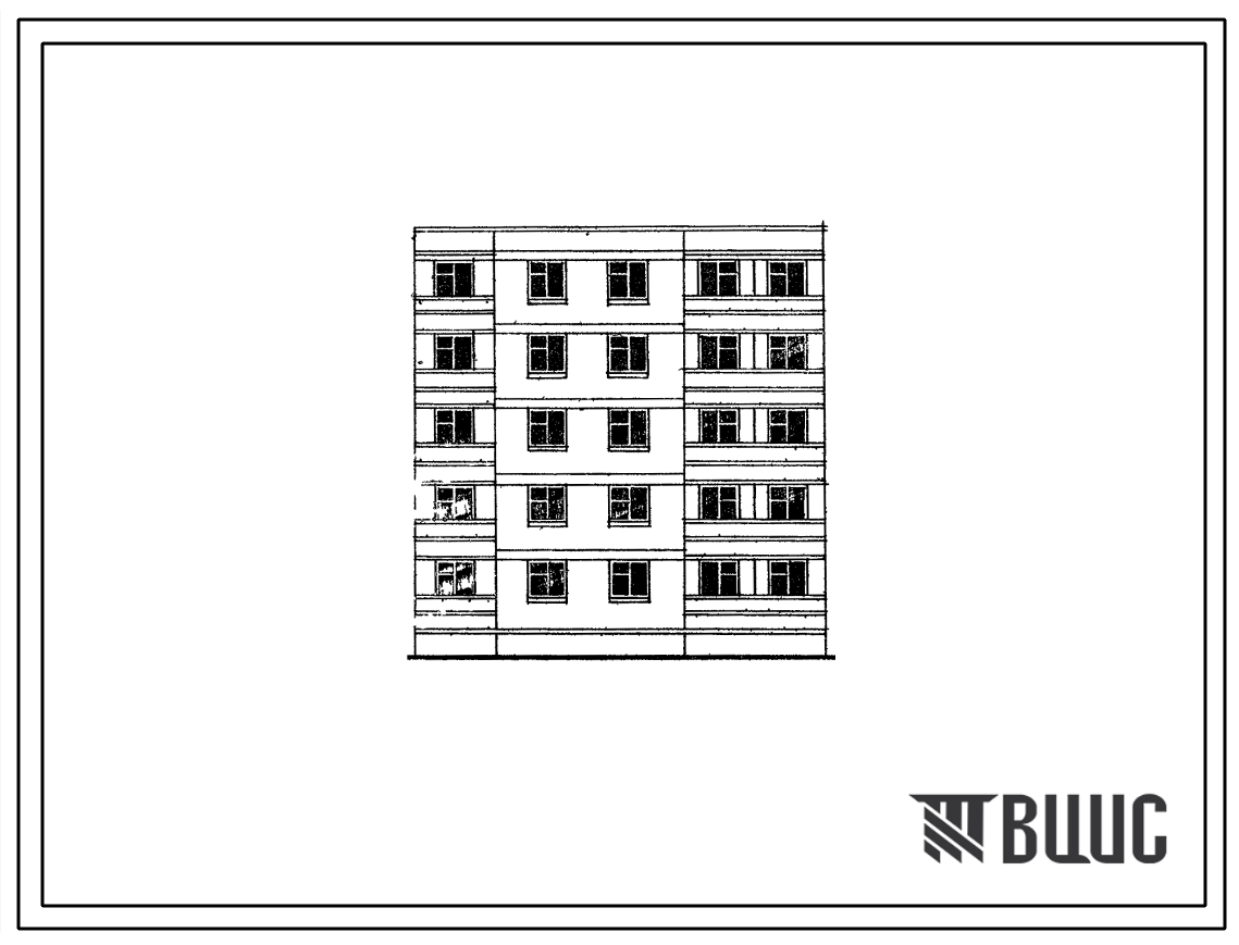 Типовой проект 102-020 Пятиэтажная рядовая правая блок-секция на 15 квартир (однокомнатных 1А-5, двухкомнатных 2Б-5, трехкомнатных 3А-5). Для строительства в 3Б климатическом подрайоне Молдавской ССР