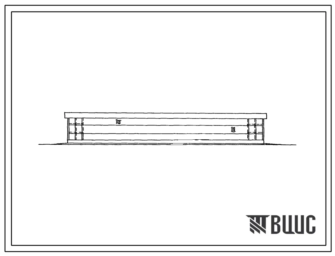 Типовой проект 817-142 Склад подстилки на 4000 м3 (для птицеводческих ферм и фабрик). Размеры здания - 36x42 м. Расчетная температура: -30°С. Стены – асбестоцементные. Покрытие - железобетонные плиты по железобетонным балкам