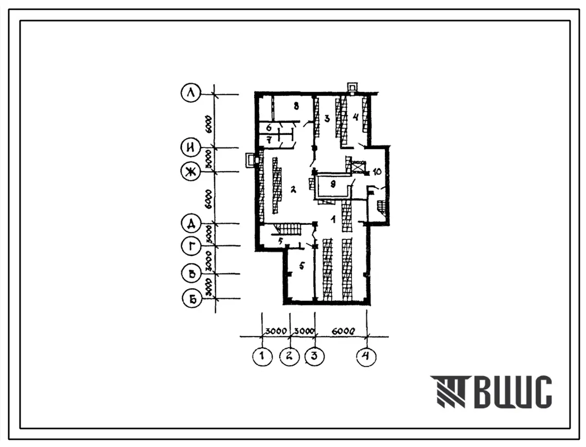 Типовой проект П-3-240(222-1-505.13.86) Хозяйственно-бытовые помещения в подвале школы на 9 классов (216 учащихся) для строительства в литовской ССР, (убежище на 240 человек, размеры убежища 24м на 12м, режимы вентиляции 1,2).