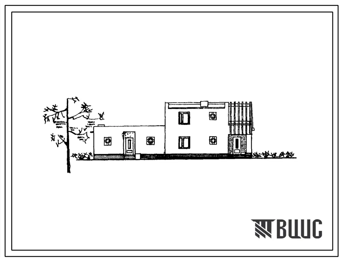 Типовой проект 144-40-30с Жилые дома для сельской застройки с частью квартир для трех поколений (бабушек, дедушек, родителей и детей), одноквартирный жилой дом с восьмикомнатной квартирой (блокировка 5-3).