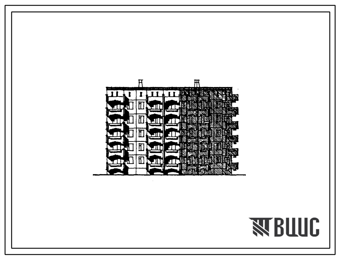 Типовой проект 105-0107с.86 Пятиэтажная блок-секция поворотная прямая на 20 трехкомнатных квартир типа 3Б. Для строительства в городах и поселках городского типа