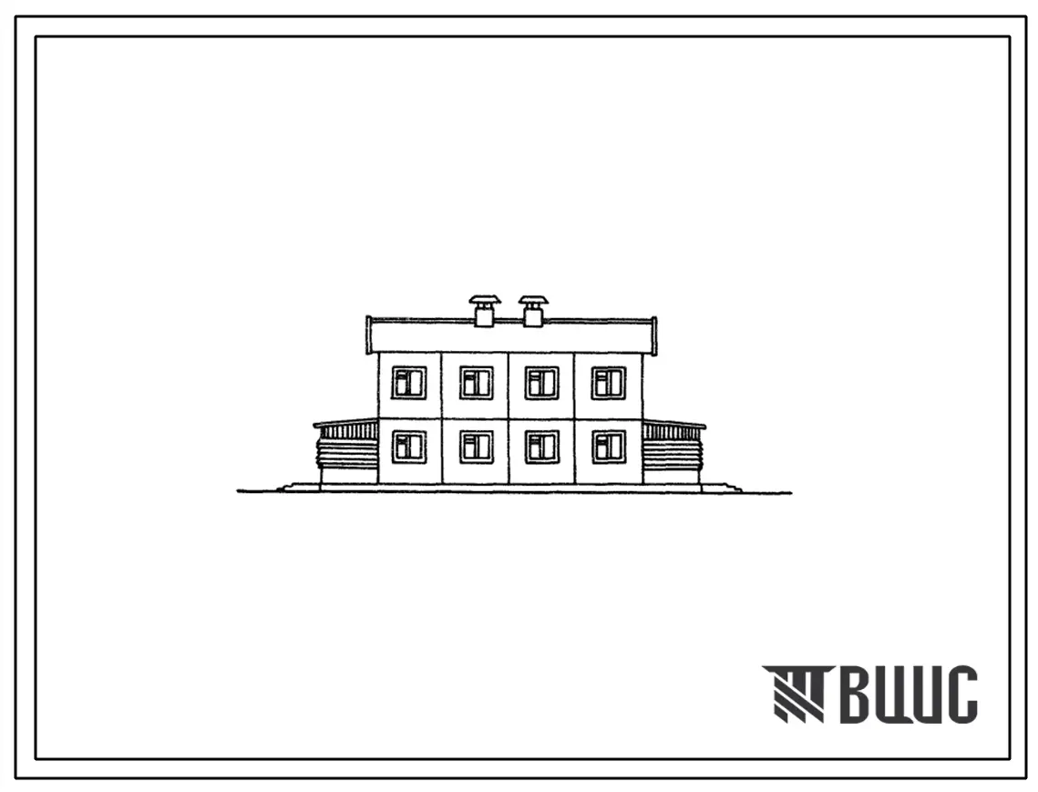 Типовой проект 141-48-8с Двухэтажный двухквартирный жилой дом с четырехкомнатными квартирами типа «А» в двух уровнях.