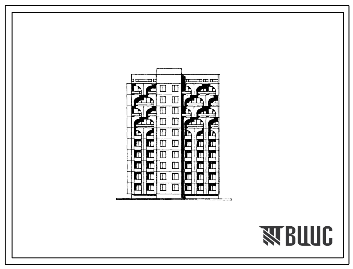 Типовой проект 92-048с.13.88 Девятиэтажная блок-секция торцевая левая на 40 квартир. Для Грозного