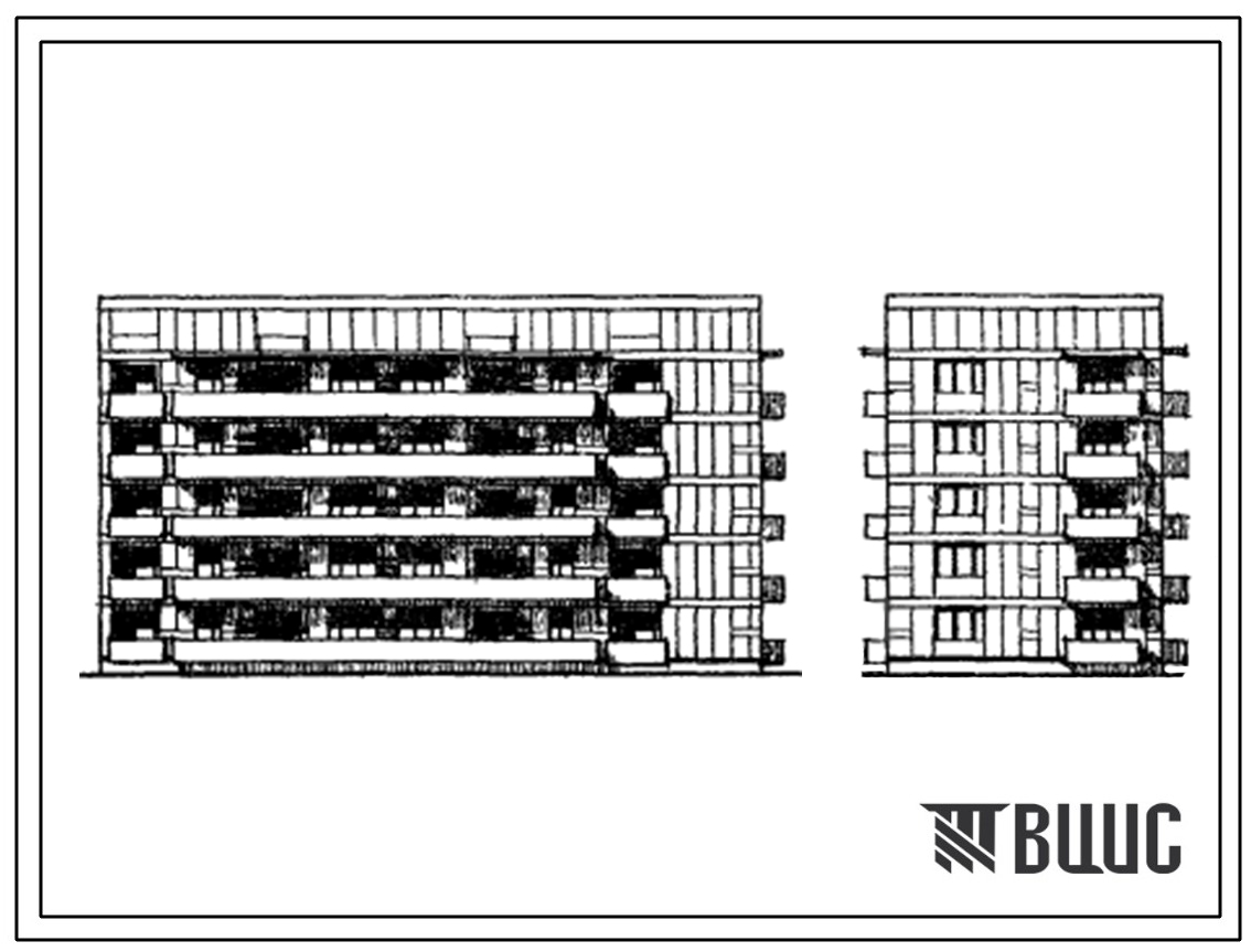 Типовой проект 67-020С Двойная блок-секция пятиэтажного жилого дома торцовая на 25 квартир 1Б.2Б.3Б-2Б.3Б (правая)