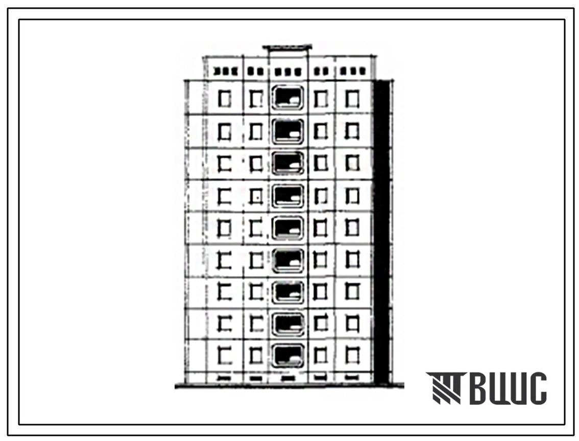 Типовой проект 121-105-79с.83 Девятиэтажный 36-квартирный точечный жилой дом с набором квартир 2Б.2Б.2Б.3Б.