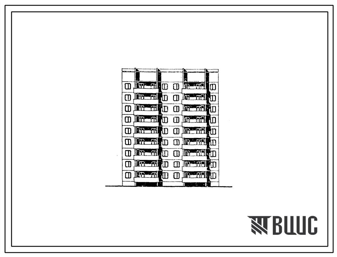 Типовой проект 135-014с.85 9-этажная рядовая блок-секция на 36 квартир 2Б-2Б-3Б-3Б