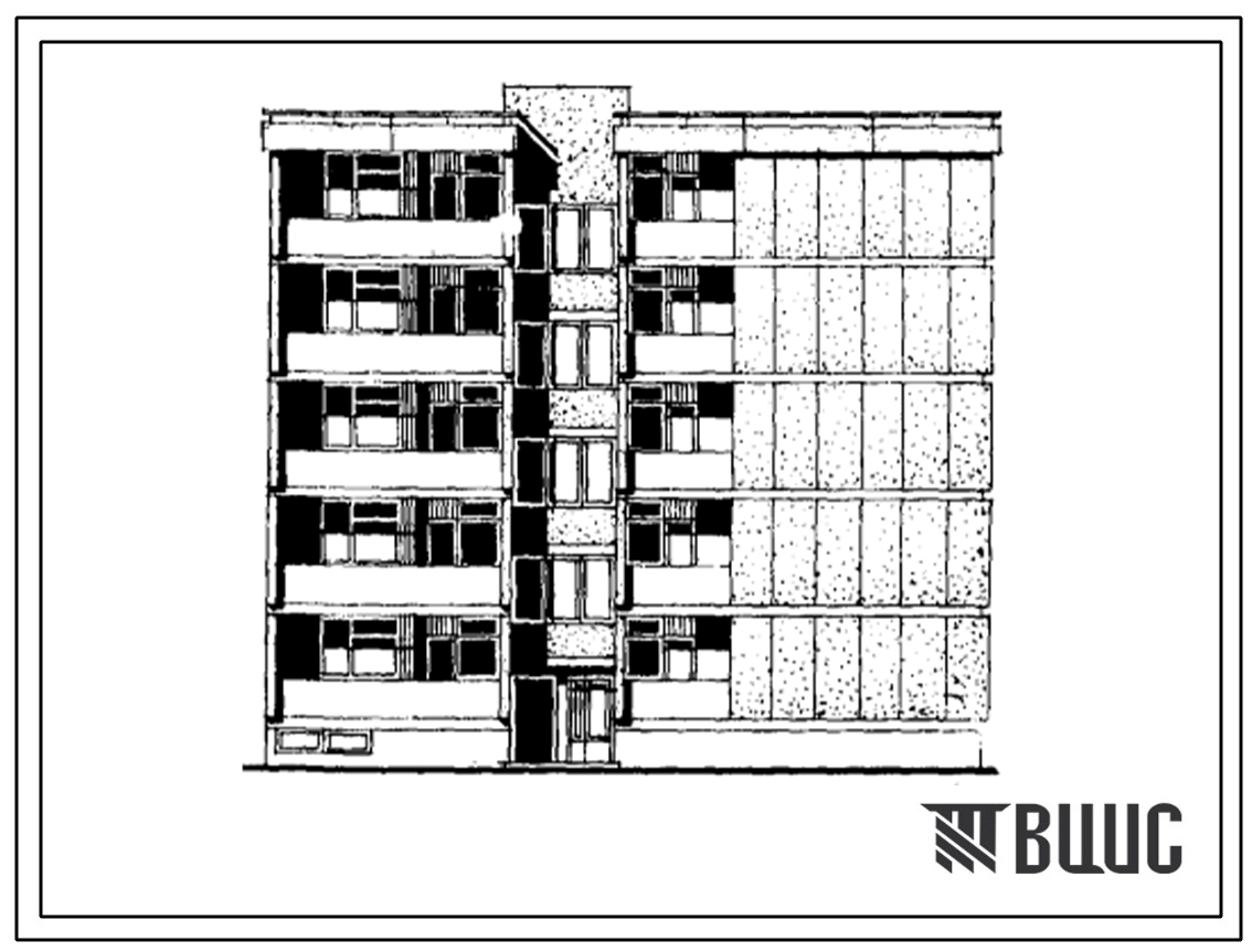 Типовой проект 126-077/1 Пятиэтажная блок-секция угловая с торцевыми окончаниями на 15 квартир (двухкомнатных 2Б-5, трехкомнатных 3А-5, 3Б-5). Для строительства в 4Г климатическом подрайоне г.Астрахани и области