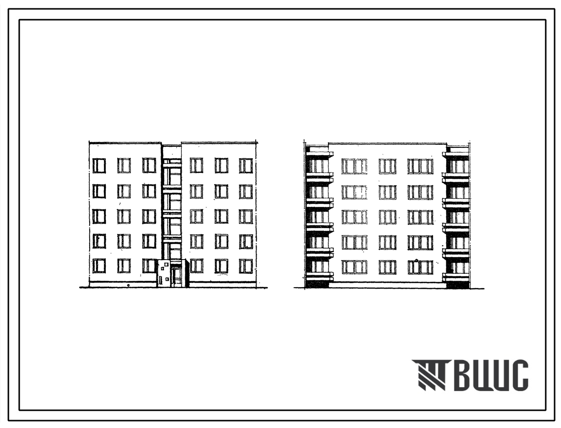 Типовой проект 89-012 Пятиэтажная рядовая блок-секция на 10 квартир (четырехкомнатных 4Б-5, пятикомнатных 5Б-5). Для строительства во 2В климатическом подрайоне Белорусской ССР