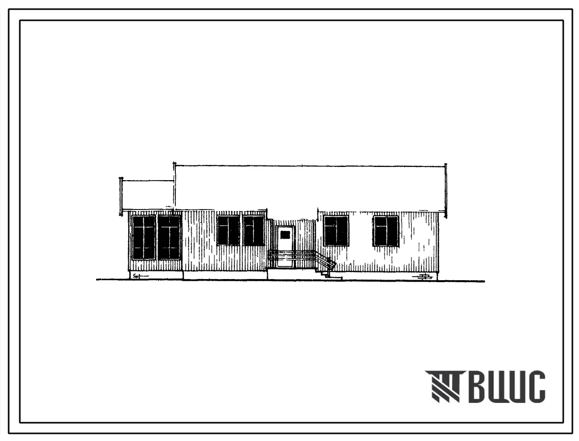 Типовой проект 181-115-46 Одноэтажный одноквартирный четырехкомнатный 4Б жилой дом. Стены деревянные панели вертикальной разрезки с утеплителем из минераловатных плит. Для строительства в 1В и 2В климатических подрайонах