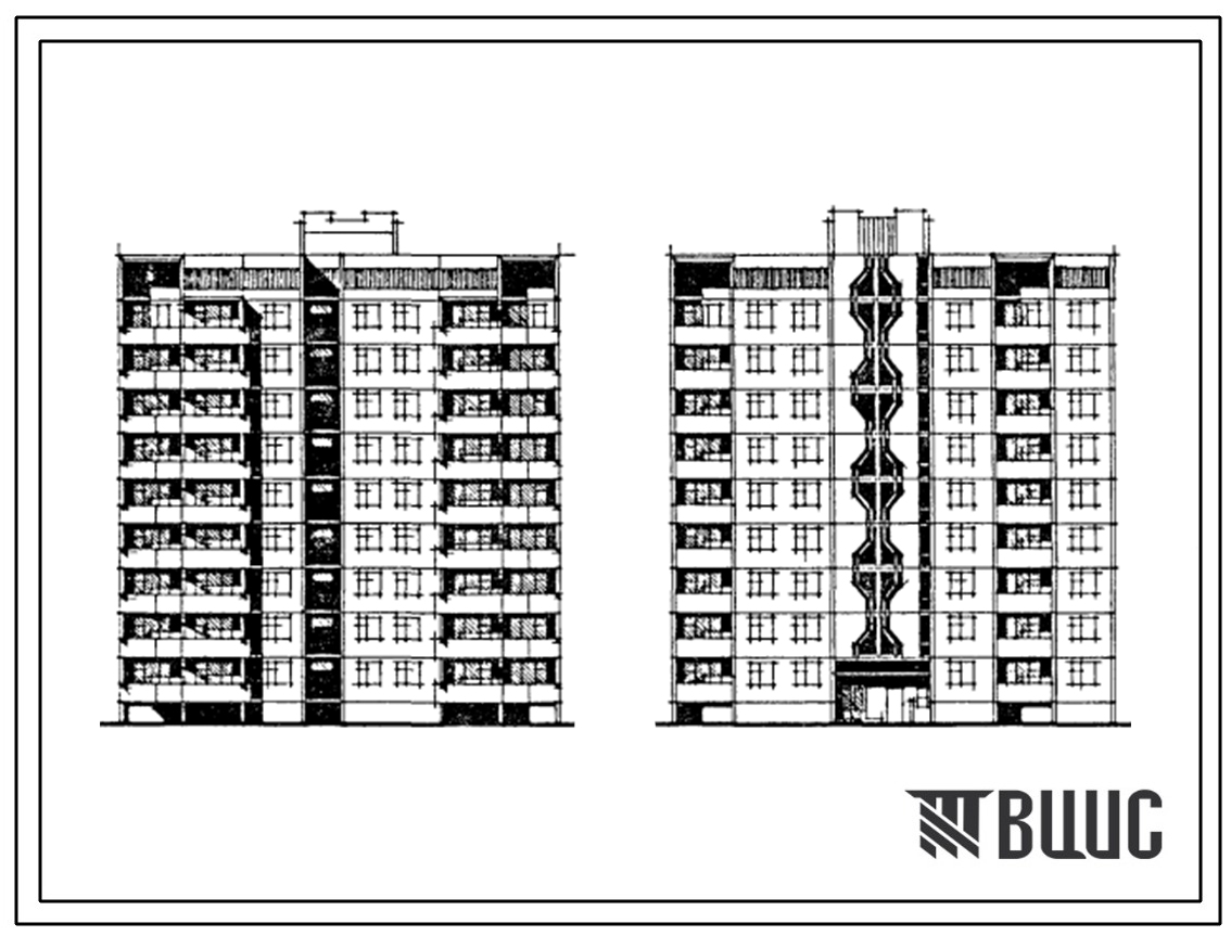 Типовой проект 90-0255.13.88 Девятиэтажная блок-секция правая на 35 квартир. Для Тамбова (для застройки центра)