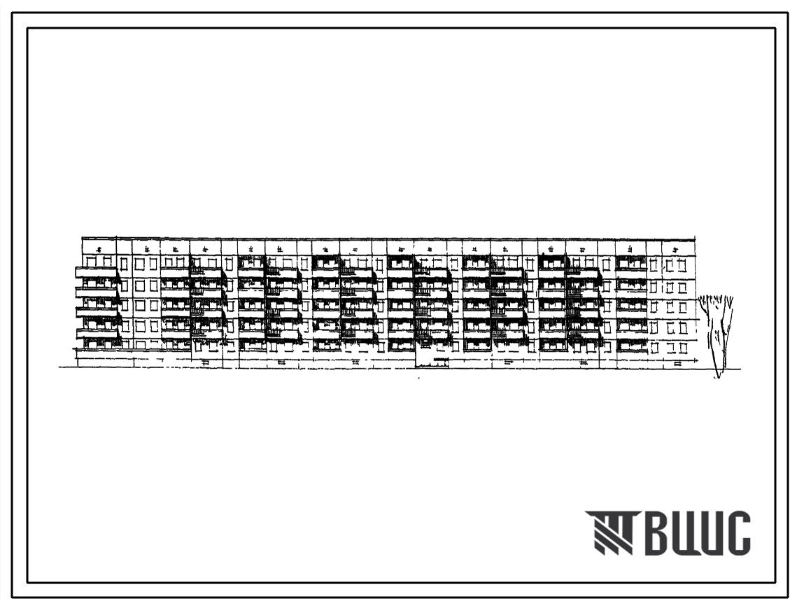 Типовой проект 111-108-1 Пятиэтажный восьмисекционный дом на 114 квартир для строительства с обычными геологическими условиями 2 строительно-климатической зоны и некоторые районы 1 и 3 строительно-климатических зон.