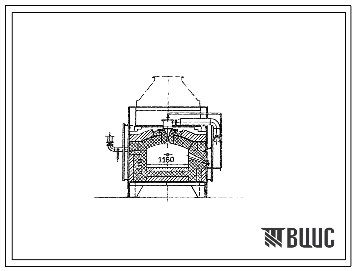 Типовой проект 406-9-269.83 Печь нагревательная щелевая размерами пода 1,2х0,6 м на газе низкого давления