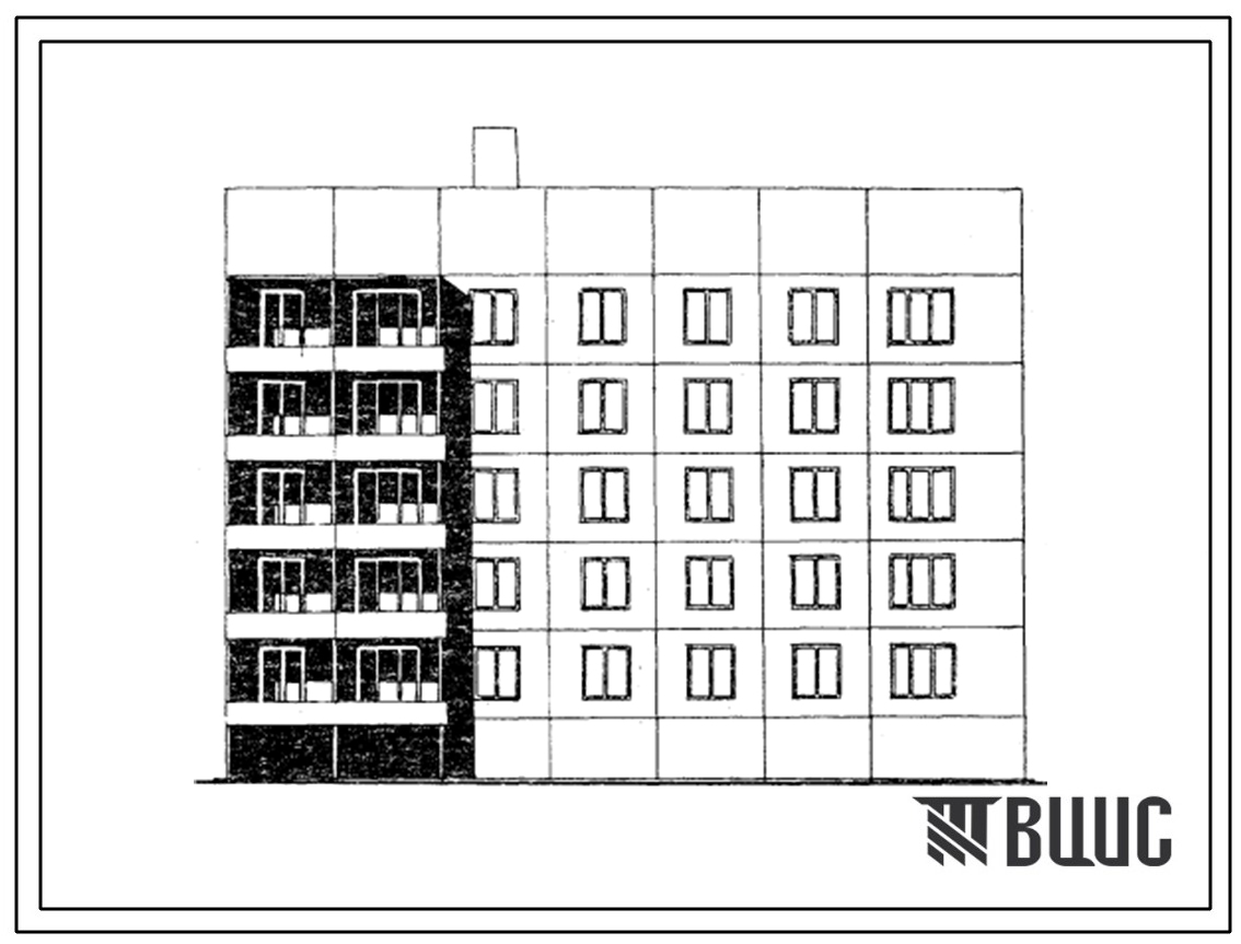 Типовой проект 121-0121.13.86 Блок-секция торцовая правая 5-этажная 20-квартирная 2А-2Б-2Б-3Б широтной ориентации (для строительства в восточной зоне Оренбургской области)