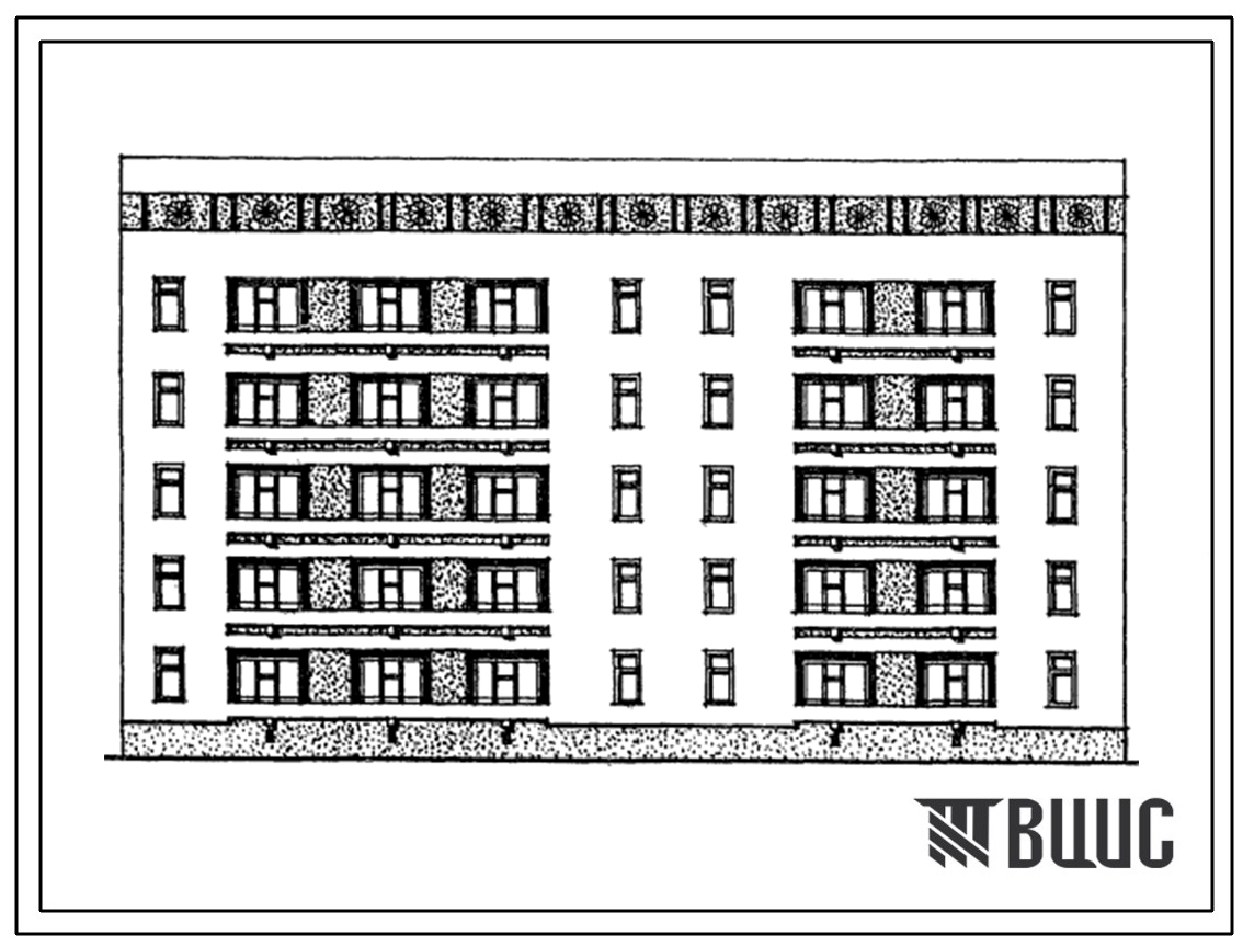Типовой проект 63-061с.13.86 Блок-секция 5-этажная 20-квартирная рядовая с торцовыми окончаниями 4Б.3Б-3А.2Б (для Азербайджанской ССР)