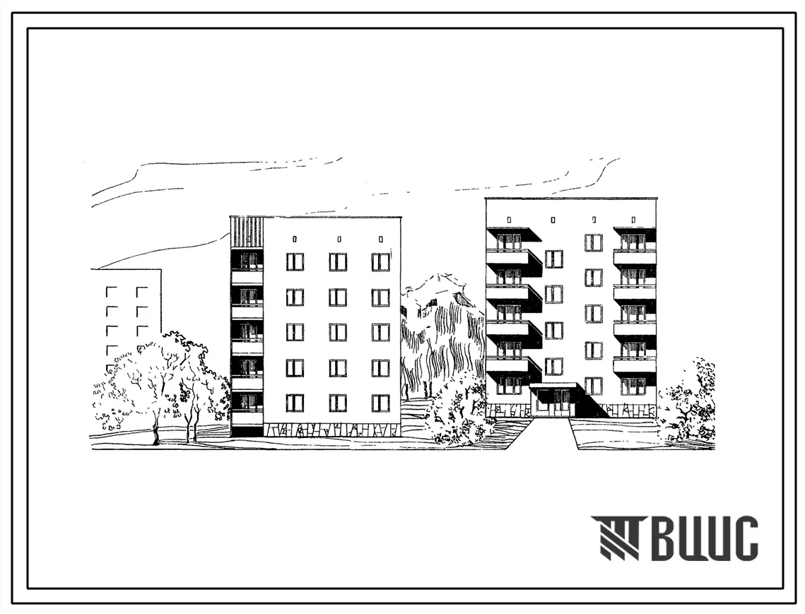 Типовой проект 87-059/1 Пятиэтажнаярядовая левая блок-секция на 10 квартир (Р.2Б-3А).
