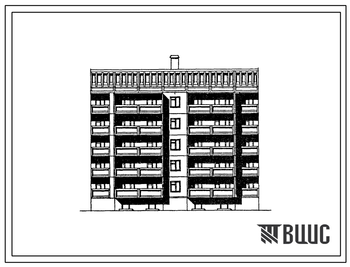 Типовой проект 125-079.13.88 Пятиэтажная блок-секция рядовая на 19 квартир. Для Марийской АССР
