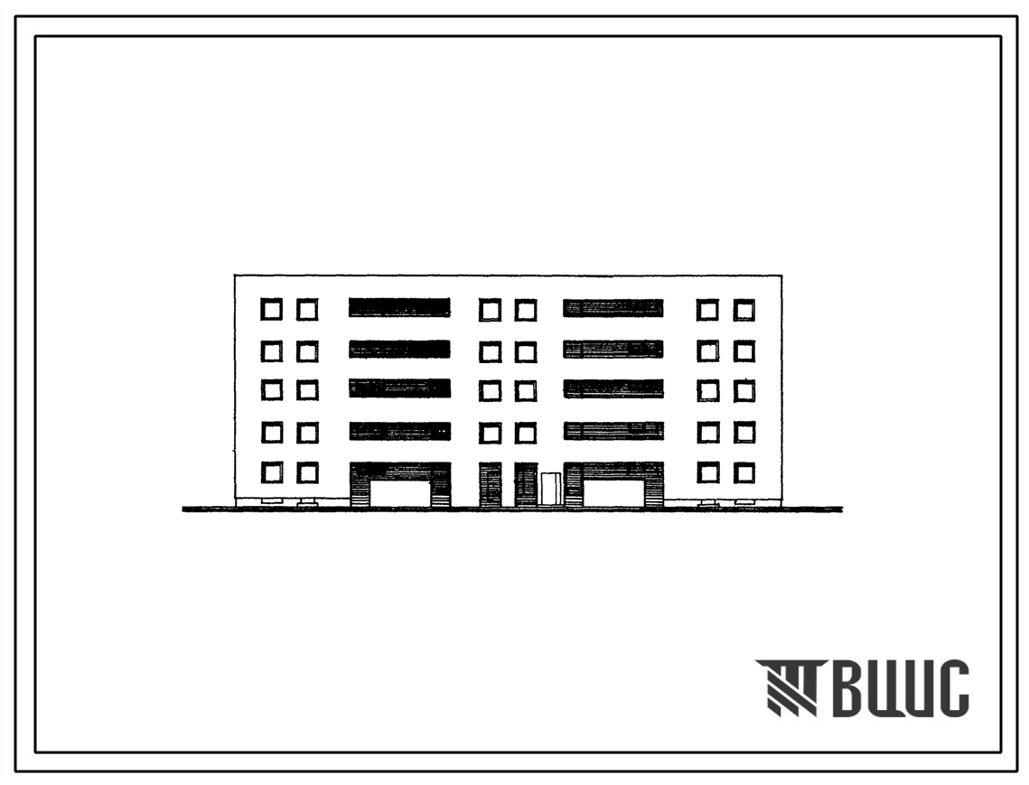 Типовой проект 166-01/1 Блок-секция пятиэтажная боковая левая на 20 квартир (двухкомнатных 2Б-10, трехкомнатных 3Б-10). Для строительства во 2В климатическом подрайоне Литовской ССР