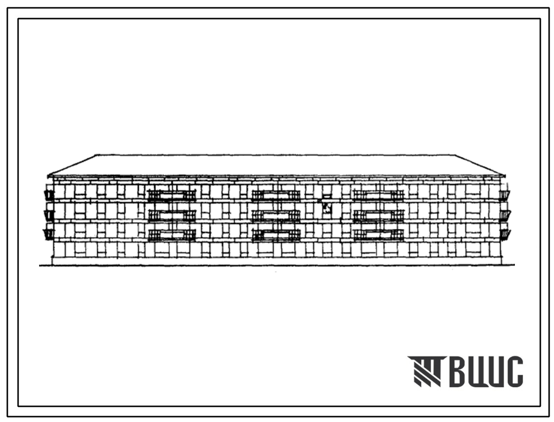 Типовой проект 1-306с-45 Четырехэтажный четырехсекционный дом на 64 квартиры со стенами из крупных легкобетонных блоков для кооперативного строительства