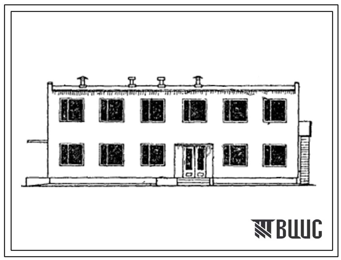 Типовой проект 416-1-16 Объединенное здание административно-бытового назначения для грузовых дворов с переработкой 50 вагонов в сутки. Стены кирпичные. Здание двухэтажное.