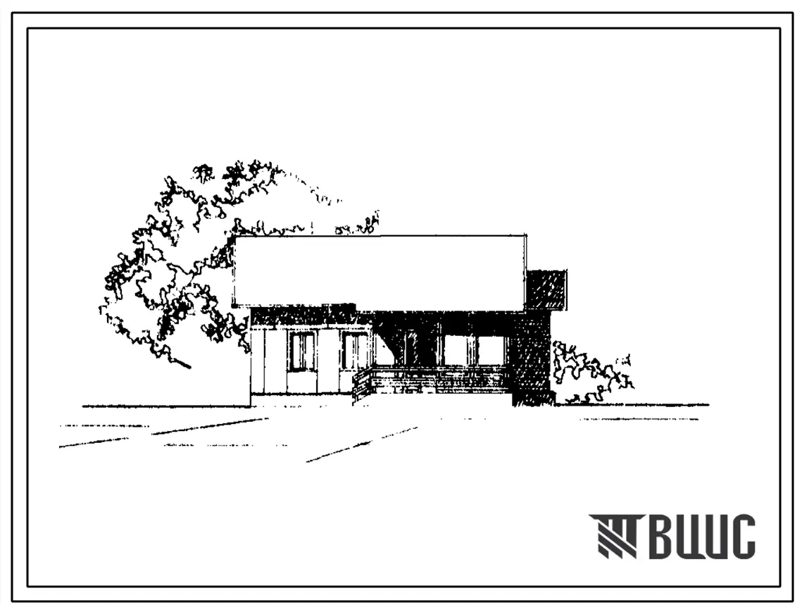 Типовой проект 183-17-43/1 Одноэтажный одноквартирный дом с двухкомнатной квартирой с упрощенным инженерным оборудованием для индивидуальных застройщиков. Для строительства в 1В климатическом подрайоне, 2 климатическом районе (с возможностью применения в