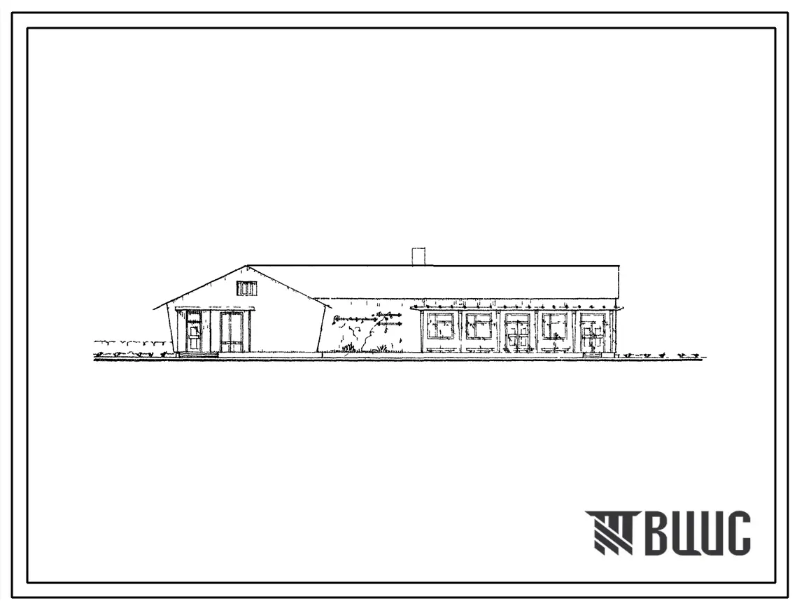 Типовой проект 274-32-21 Блокированное здание магазина смешанной торговли на 2 рабочих места и столовой на 25 посадочных мест. Для строительства во 2 и 3 строительно-климатических зонах.