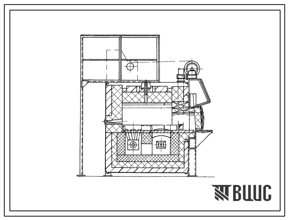 Типовой проект 406-9-74 Печь термическая камерная размерами пода 0,464х1,044 м на мазуте и газе низкого и среднего давления с отводом дыма вверх и в боров