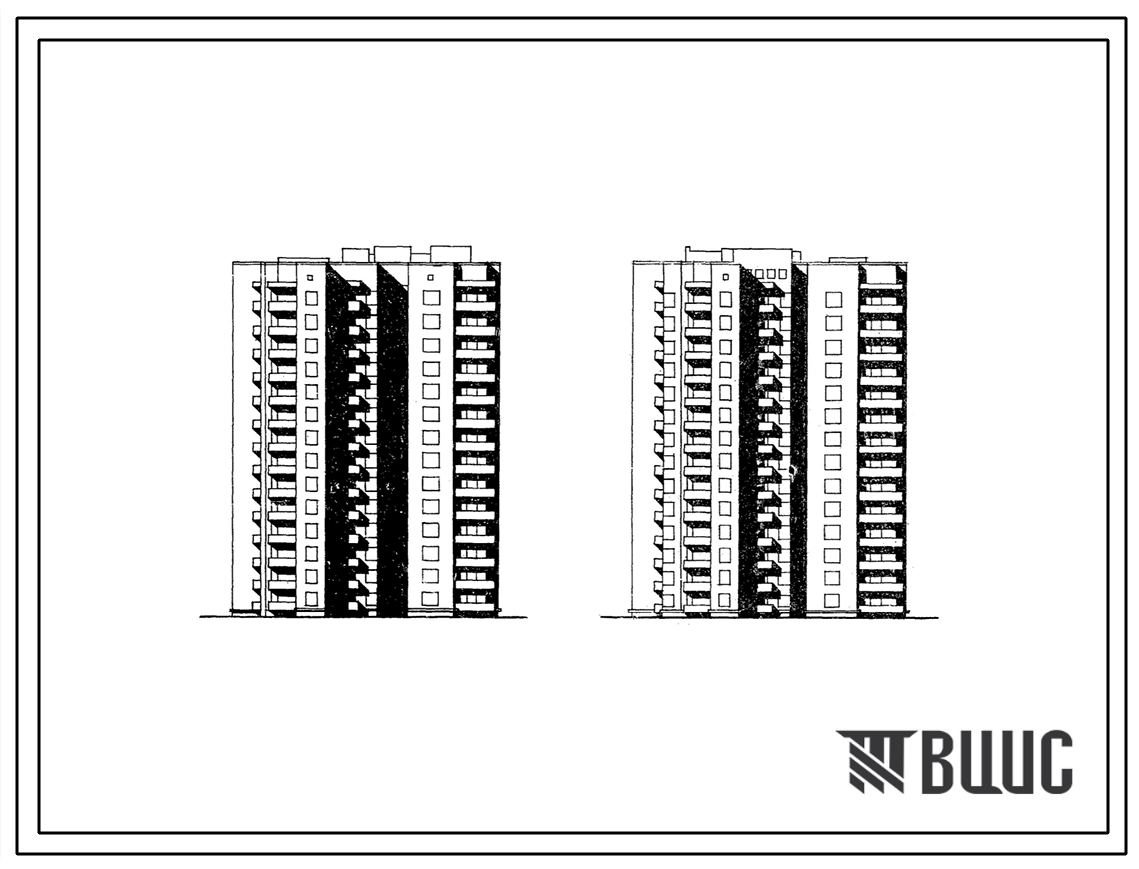 Типовой проект 124-87-117 14-этажный жилой дом на 111 квартир (однокомнатных 1Б-55, двухкомнатных 2Б-28, трехкомнатных 3Б-28) со стенами из кирпича. Для строительства во 2В, 3Б и 3В климатических подрайонах Украинской ССР
